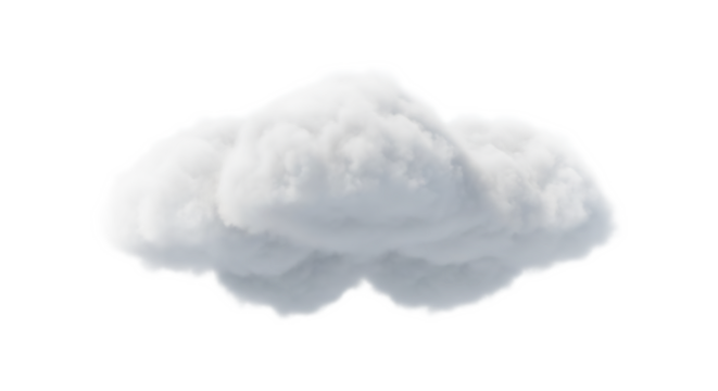 A fluffy white cloud isolated against a black background in a studio shot with soft lighting