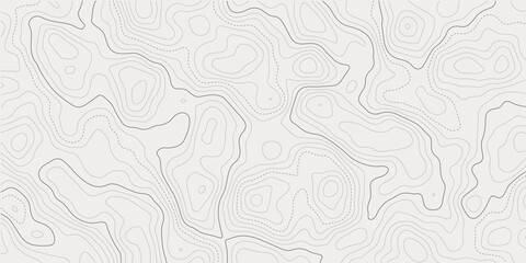 Stylized topographic contour map. Geographic line mountain relief. Abstract lines or wavy backdrop background. Cartography, topology, or terrain path concept. Vector illustration with editable stroke © Dyan