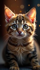 Close-up of a charming cat, glittering bokeh effect , stock, soft
