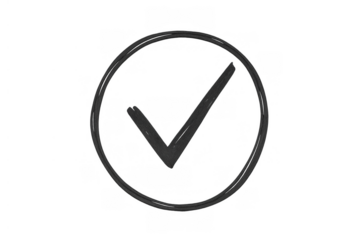 Hand drawing check mark in circle icon, symbolizing achievement, completed task, approval, yes, correct