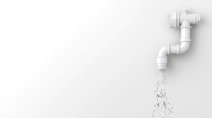 Flowing water from a white plastic pipe in a minimalist setting creates a sense of cleanliness and simplicity