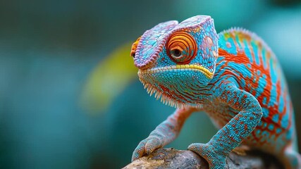 chameleon on branch close up exotic tropical wild with space for text video
 - Powered by Adobe
