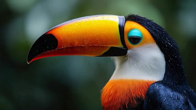 close up of toco toucan on a branch, ramphastos toco video	
