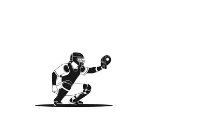 Obraz premium Focused baseball catcher ready to make the play with intensity, a dynamic graphic for sports enthusiasts and team spirit, originally created as a vector