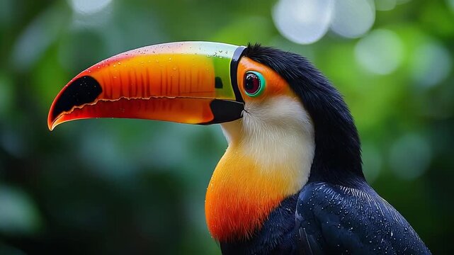 close up of toco toucan on a branch, ramphastos toco video