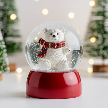 Boule &agrave; neige avec ours blanc. Generated Image. 