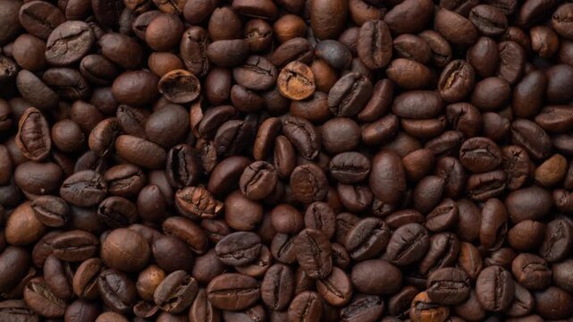Roasted coffee beans flatlay macro loop seamless texture