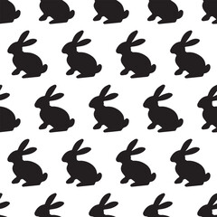 rabbit silhouette seamless pattern repeat vector for fabric
