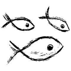 Fish Shoal Hand Drawn Scribble