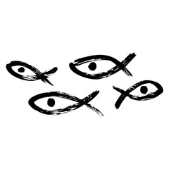 Fish Shoal Hand Drawn Scribble