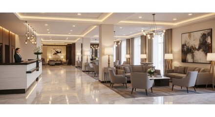 Luxurious Modern Hotel Lobby Elegant Comfortable Bright Spacious
