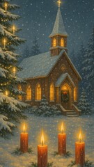 Fototapeta premium Cozy winter church mobile wallpaper