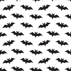 bat seamless silhouette pattern of flying bats vector background