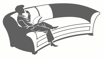 Silhouette of a person reading a book while relaxing on a comfortable sofa, a scene of leisure and contemplation