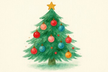 Watercolor Christmas tree background