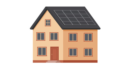 Eco Friendly House with Solar Panels Sustainable Energy Green Living Concept green energy