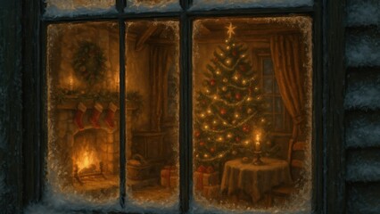 Fototapeta premium Cozy festive winter desktop wallpaper