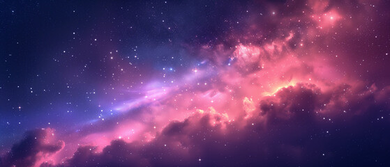 Obraz premium Starry Night Sky - - Vibrant Pink Nebula Wallpaper, Poster, Journal