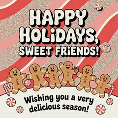 Happy Holidays Sweet Friends: Cute Gingerbread Men, Candy Canes