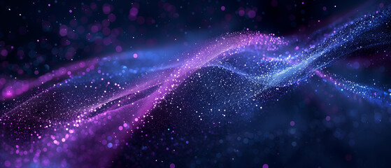 Abstract Purple and Blue Wave with Glitter