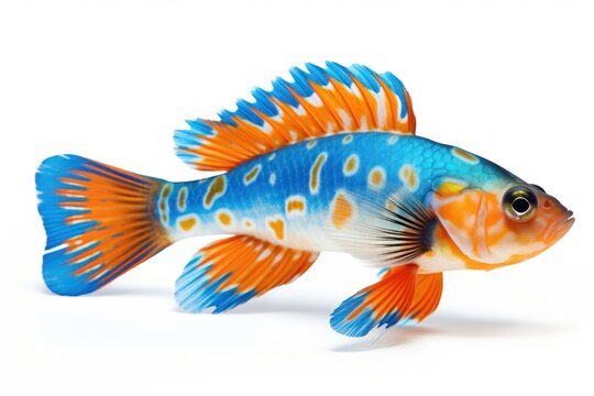 Fish animal white background pomacentridae.