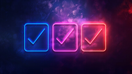 Futuristic Neon Checkmarks on Background