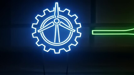 Neon Wind Turbine and Data Flow - A Modern Energy Concept. - Powered by Adobe
