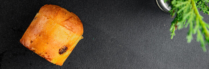 Panettone small sweet pastries Christmas traditional dessert Easter cake tasty snack fresh...