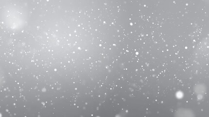Abstract Background of Soft White Snowflakes and Glowing Lights on a Grey Surface for Winter-themed Designs and Seasonal Projects