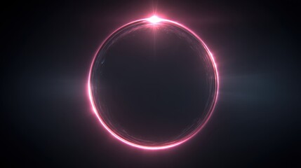 Obraz premium Stunning elegant circular light effect with glowing pink hue and soft beams on a dark background, perfect for sci-fi and modern visual concepts