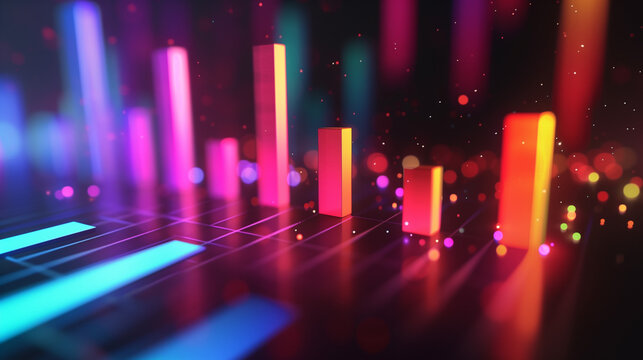 Bar Colorful Neon Graphs with Bokeh Effect