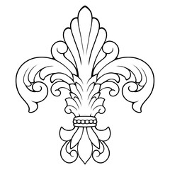 fleur de lis vector line art hand drawn illustration © Riza