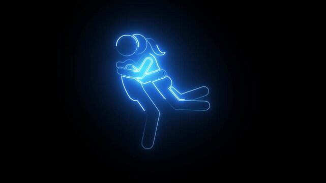 Neon glowing man icon animation with black background . man and woman in love hand drawing animation 4k motion video. couple romantic sense.