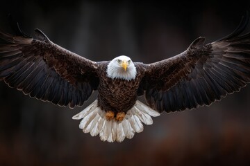 Fototapeta premium Majestic eagle soaring through the air with wings fully spread