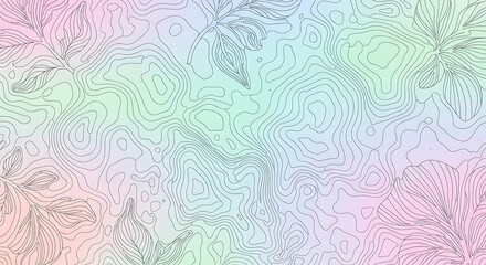Abstract illustration of gradient texture with floral contour outlines