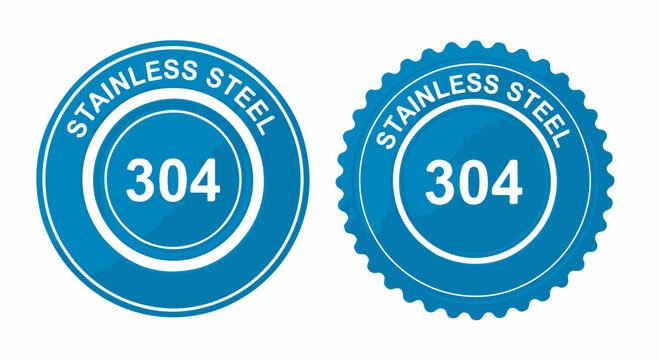 Stainless Steel 304 grade certification seal vector icon set isolated on white background
