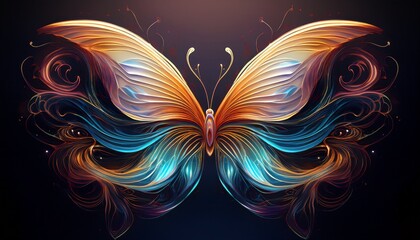 abstract swirling lines forming butterfly shape suggesting flight ethereal