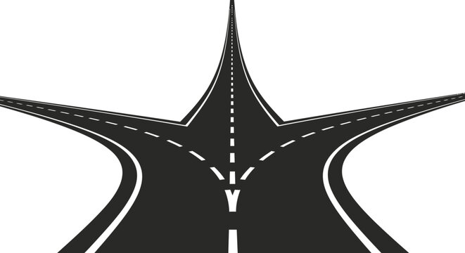 Illustration of a road splitting into three different directions