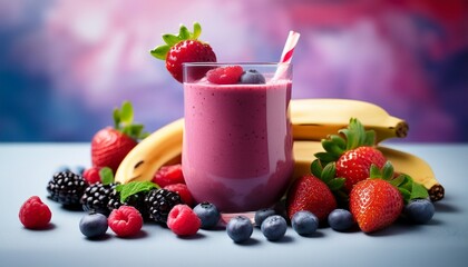 delicious and healthy berry smoothie with fresh fruit a perfect start to the day showcasing natural ingredients and vibrant colors