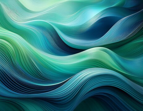 flowing light blue green abstract digital waves background
