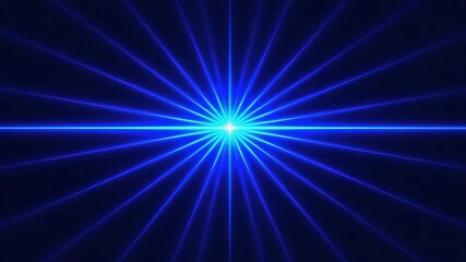 Bright blue light creating starburst effect in dark background - Powered by Adobe