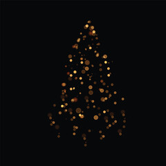 A glowing Christmas tree made of warm lights on a black background for holiday decorations, winter banners, and New Year's compositions. Vector