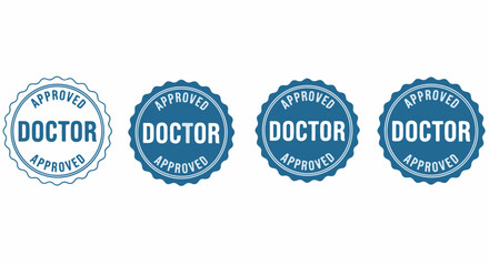 Set of Doctor Approved stamp badges and certification seals on white background
