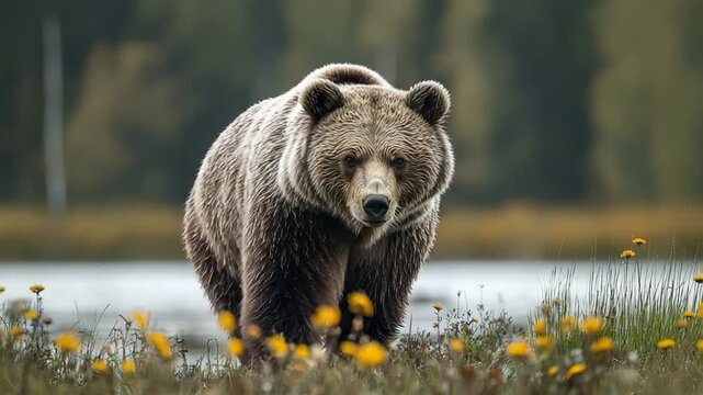 brown bear, or ursus arctos in the wild north america 