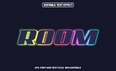Room text Modern Bright 3D text effect Editable 