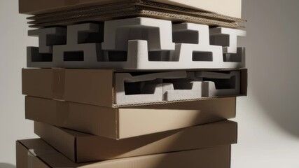 Stack of Boxes and Packaging Supplies Rotate for Delivery - Powered by Adobe