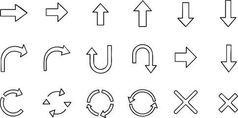 Collection of Simple Black and White Arrow Symbol Illustrations