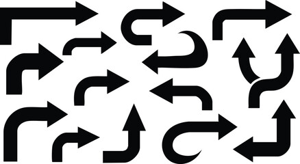 Collection of Black Arrow Illustrations Pointing in Various Directions