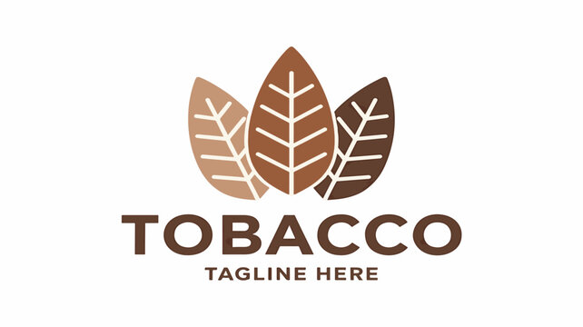 Tobacco leaves vector logo minimalist flat design isolated on white background for branding and product design