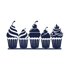  Cupcakes isolated silhouette vector art 
